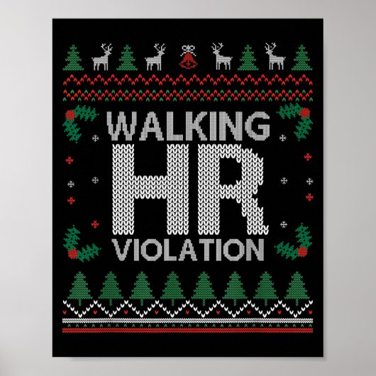 Office Ugly Christmas Funny Walking Hr Violation W ポスター (正面)