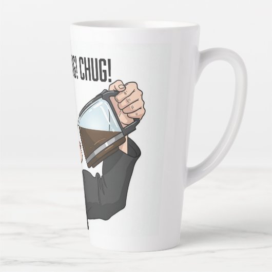 Office Woman Chugging Coffee From Pot Humor カフェラテマグ (右)