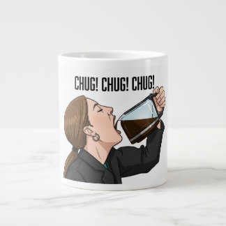 Office Woman Chugging Coffee From Pot Humor ジャンボコーヒーマグカップ