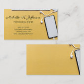 Office Work宇宙 |黄ミニマル色の背景 名刺 (正面/裏面)