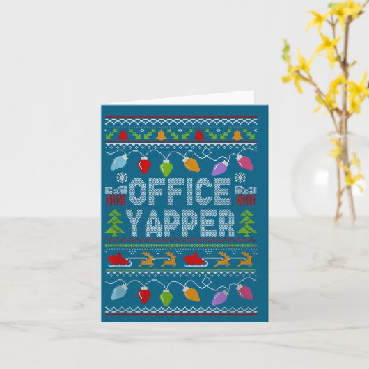 Office Yapper Ugly Sweater Christmas  カード (黄色い花)