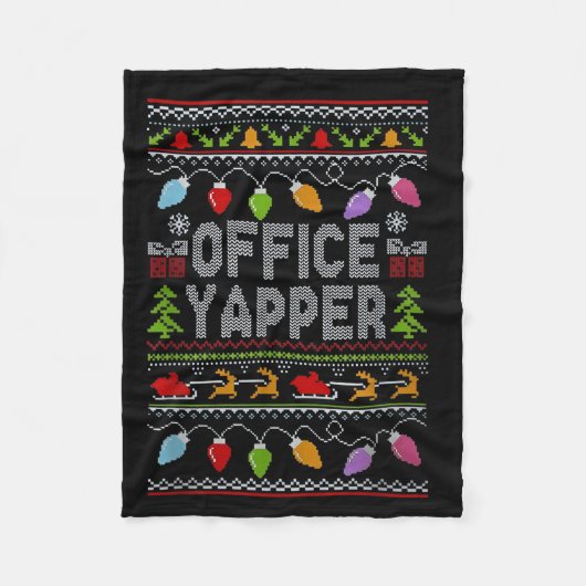 Office Yapper Ugly Sweater Christmas  フリースブランケット (正面)