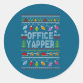 Office Yapper Ugly Sweater Christmas ラウンドシール (正面)