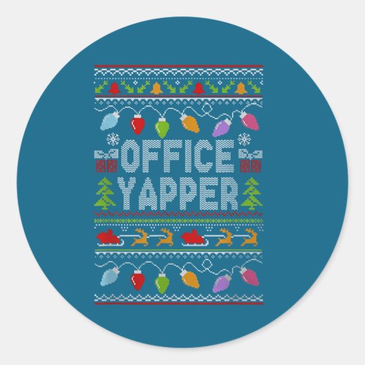 Office Yapper Ugly Sweater Christmas  ラウンドシール (正面)