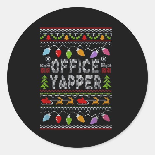 Office Yapper Ugly Sweater Christmas  ラウンドシール (正面)