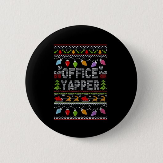 Office Yapper Ugly Sweater Christmas 缶バッジ (正面)