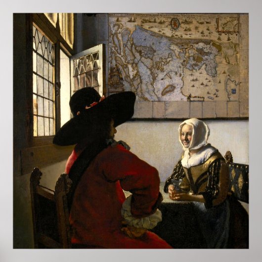 Officer and Laughing Girl by Johannes Vermeer ポスター (正面)