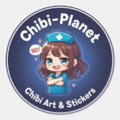 Official Chibi-Planet Logo:  Sassy Nursing Sticker ラウンドシール (正面)