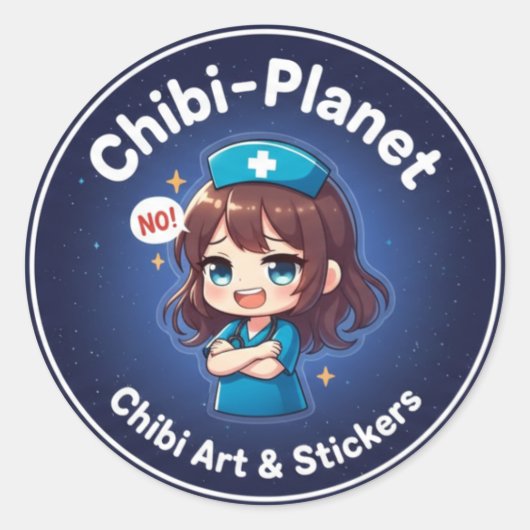 Official Chibi-Planet Logo:  Sassy Nursing Sticker ラウンドシール (正面)