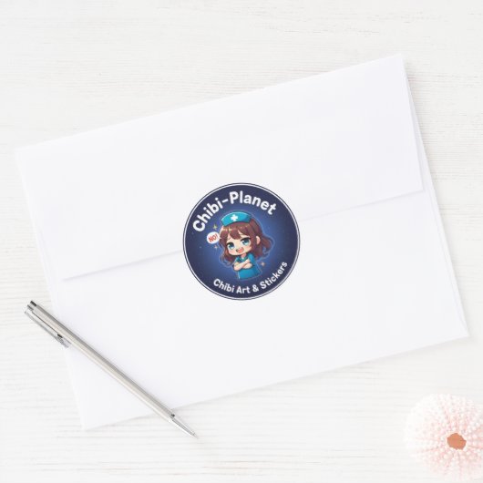 Official Chibi-Planet Logo:  Sassy Nursing Sticker ラウンドシール (封筒)