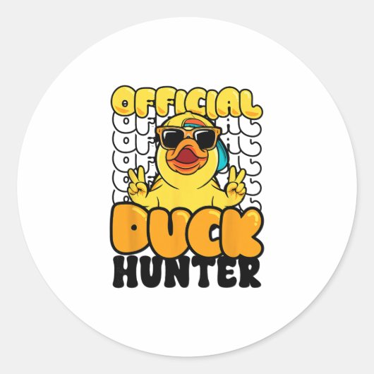 Official Duck Hunter Funny Rubber Duckie Hunting C ラウンドシール (正面)
