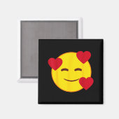 Official Emoji Floating Hearts Yellow Smile Face  マグネット (正面/裏面)