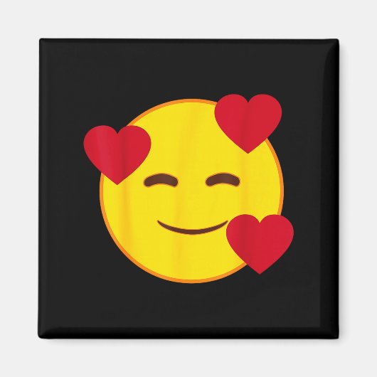 Official Emoji Floating Hearts Yellow Smile Face  マグネット (正面)