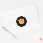 Official Emoji Flower Crown Tongue Yellow Smile Fa ラウンドシール (封筒)