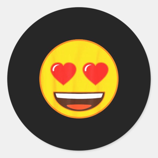 Official Emoji Heart Eyes Yellow Smile Face  ラウンドシール (正面)