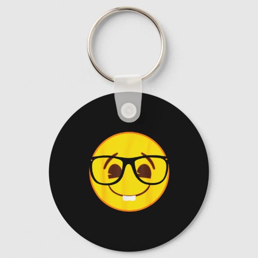Official Emoji Nerd Gles Yellow Smile Face キーホルダー (正面)