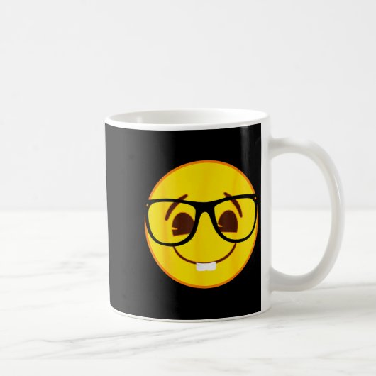 Official Emoji Nerd Gles Yellow Smile Face  コーヒーマグカップ (右)