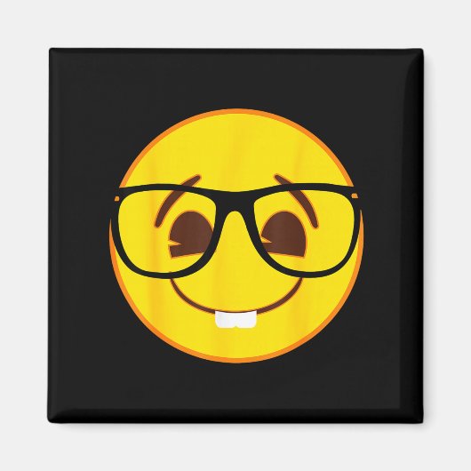 Official Emoji Nerd Gles Yellow Smile Face マグネット (正面)