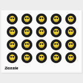 Official Emoji Retro Heart Eyes Yellow Smile Face  ラウンドシール (シート)