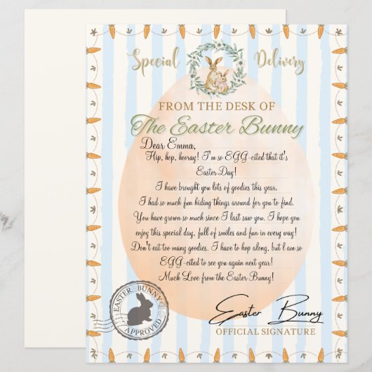 Official Letter from the Easter Bunny (Blue) (正面/裏面)