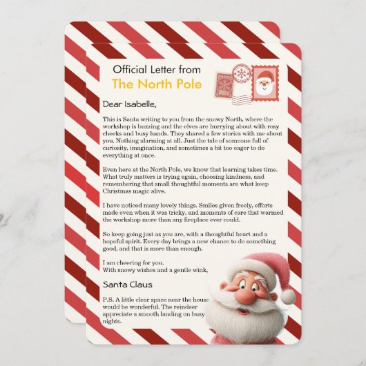 Official Letter from the North Pole for Kids シーズンカード (正面/裏面)