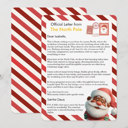 Official Letter from the North Pole for Kids シーズンカード (正面/裏面)