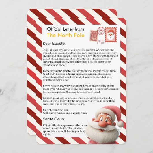 Official Letter from the North Pole for Kids シーズンカード (正面/裏面)