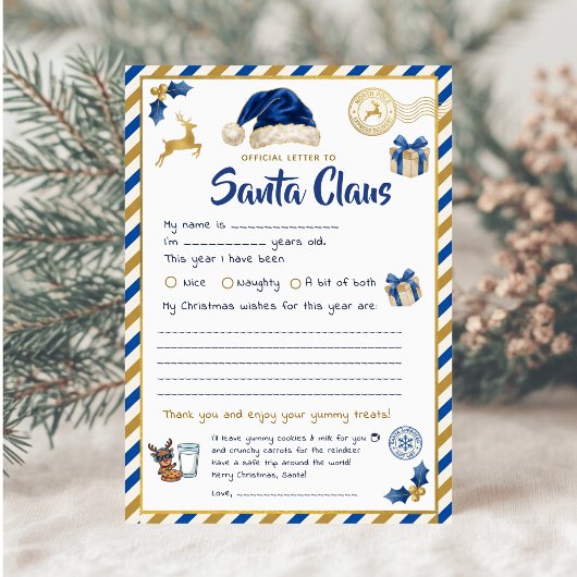 Official Letter to Santa Claus | Blue Gold Kids シーズンカード