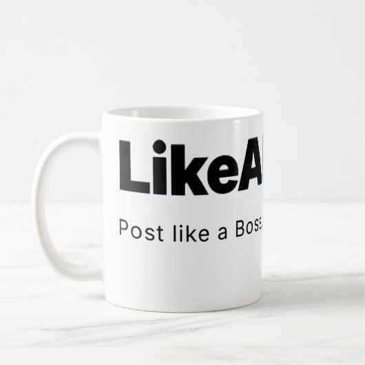 Official LikeABoss.fun Minimalist Logo Mug コーヒーマグカップ (左)