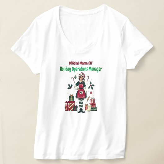 Official Mama Elf – Holiday Operations Manager Tシャツ (レイダウン)