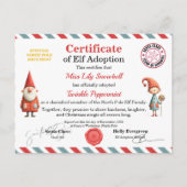 Official North Pole Elf Adoption Certificate  ポストカード (正面)