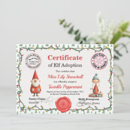 Official North Pole Elf Adoption Certificate  招待状
