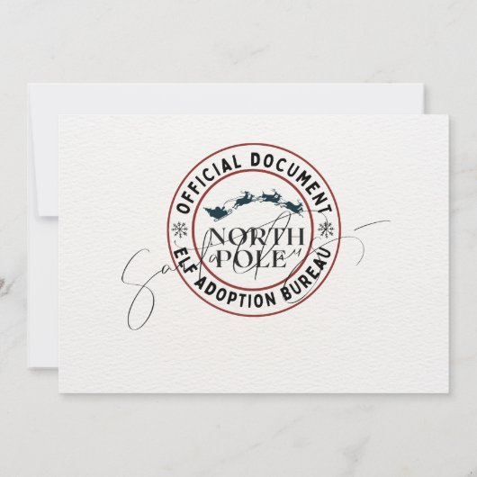 Official North Pole Elf Adoption Certificate  招待状 (裏面)