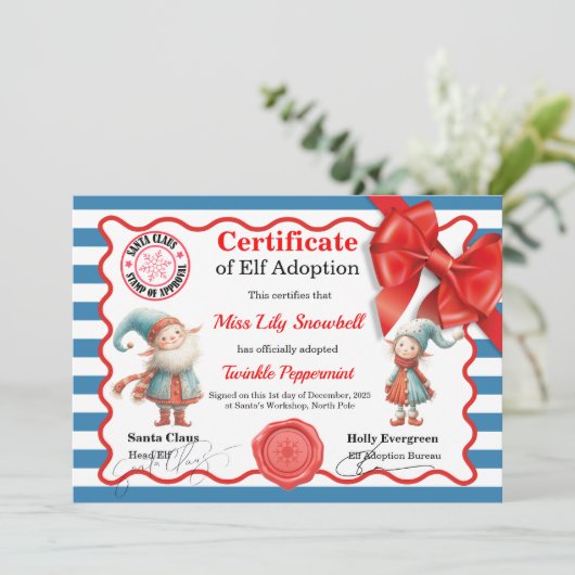 Official North Pole Elf Adoption Certificate  招待状 (スタンド正面)