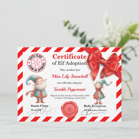 Official North Pole Elf Adoption Certificate  招待状 (スタンド正面)