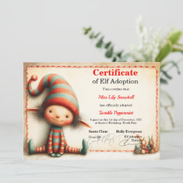 Official North Pole Elf Adoption Certificate  招待状