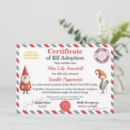 Official North Pole Elf Adoption Certificate  招待状