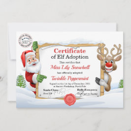 Official North Pole Elf Adoption Certificate  招待状
