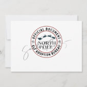 Official North Pole Elf Adoption Certificate  招待状 (裏面)