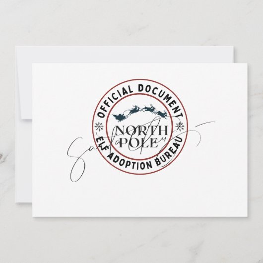 Official North Pole Elf Adoption Certificate  招待状 (裏面)