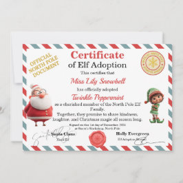 Official North Pole Elf Adoption Certificate  招待状
