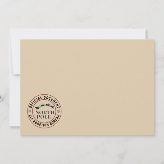 Official North Pole Elf Adoption Certificate  招待状 (裏面)