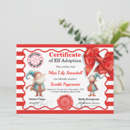 Official North Pole Elf Adoption Certificate  招待状