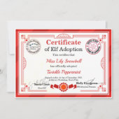 Official North Pole Elf Adoption Certificate  招待状 (正面)