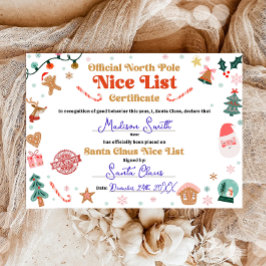 Official North Pole Nice List Certificate Santa 招待状