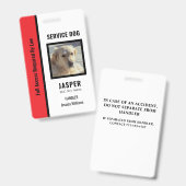 Official Personalized Red & White Service Dog  バッジ (正面＆裏面)