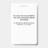 Official Personalized Red & White Service Dog  バッジ (裏面)