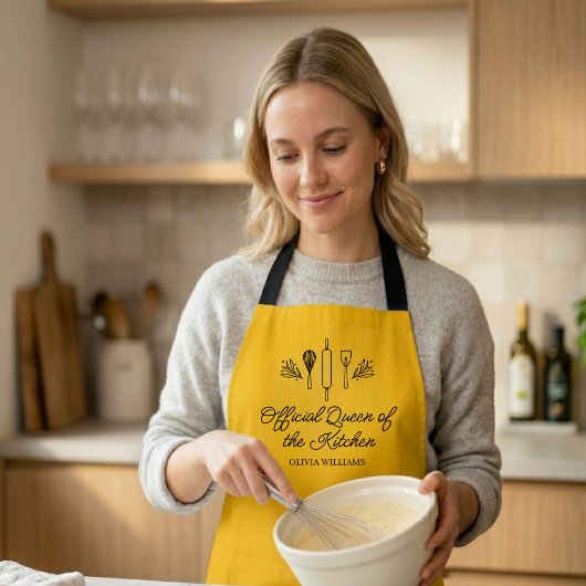 Official Queen of the Kitchen Chef Personalized エプロン