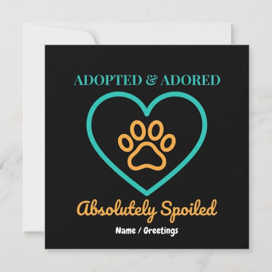Official Rescue Pet Badge Adopted Adored & Spoiled 招待状 (正面)