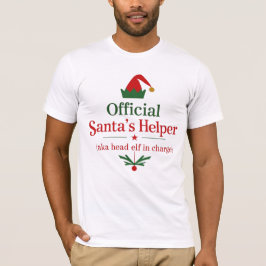 Official Santa's Helper Head Elf Tシャツ